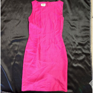 Vintage Talbots 6 Womens Pencil Dress Silk Hot Pink Barbie old money preppy